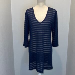 J Valdi Navy Blue Swim Suit Tunic Coverup Top - Size M/L